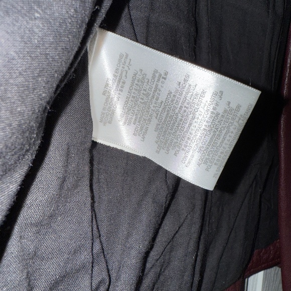 BCBG MAXAZRIA Burgundy Moto Zip Leather Jacket XXS $598 - Picture 9 of 10